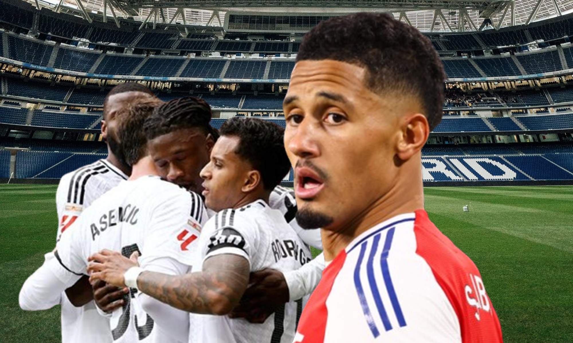 William Saliba, jugadores del Real Madrid y el Santiago Bernabéu.