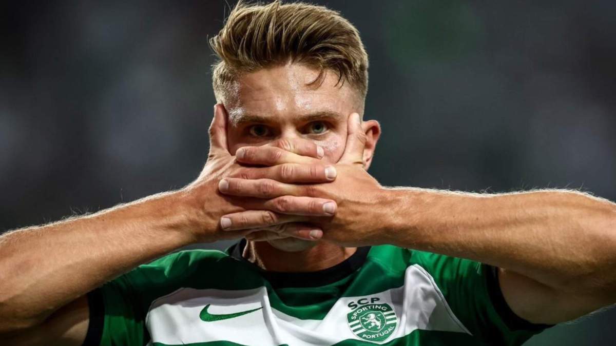 Viktor Gyökeres, celebrando un gol con el Sporting de Portugal.
