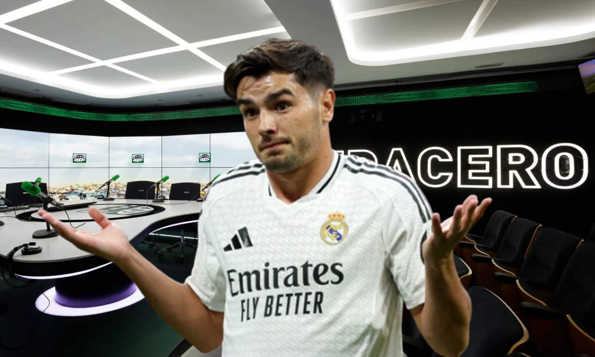 Brahim Díaz y una foto de un estudio de Onda Cero.