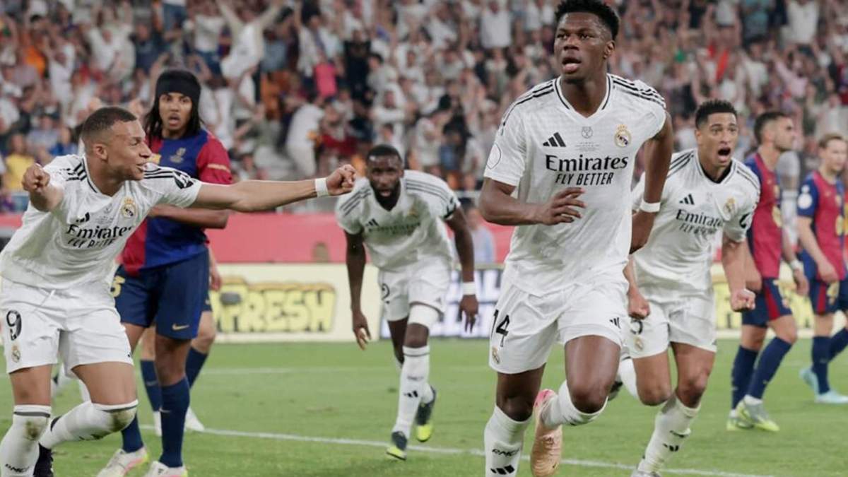 Tchouaméni marcando en la final Tchouaméni marcando en la final