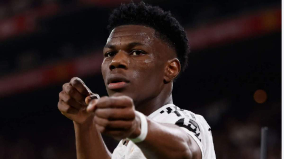 Tchouaméni celebrando su gol en la final de Copa Tchouaméni celebrando su gol en la final de Copa