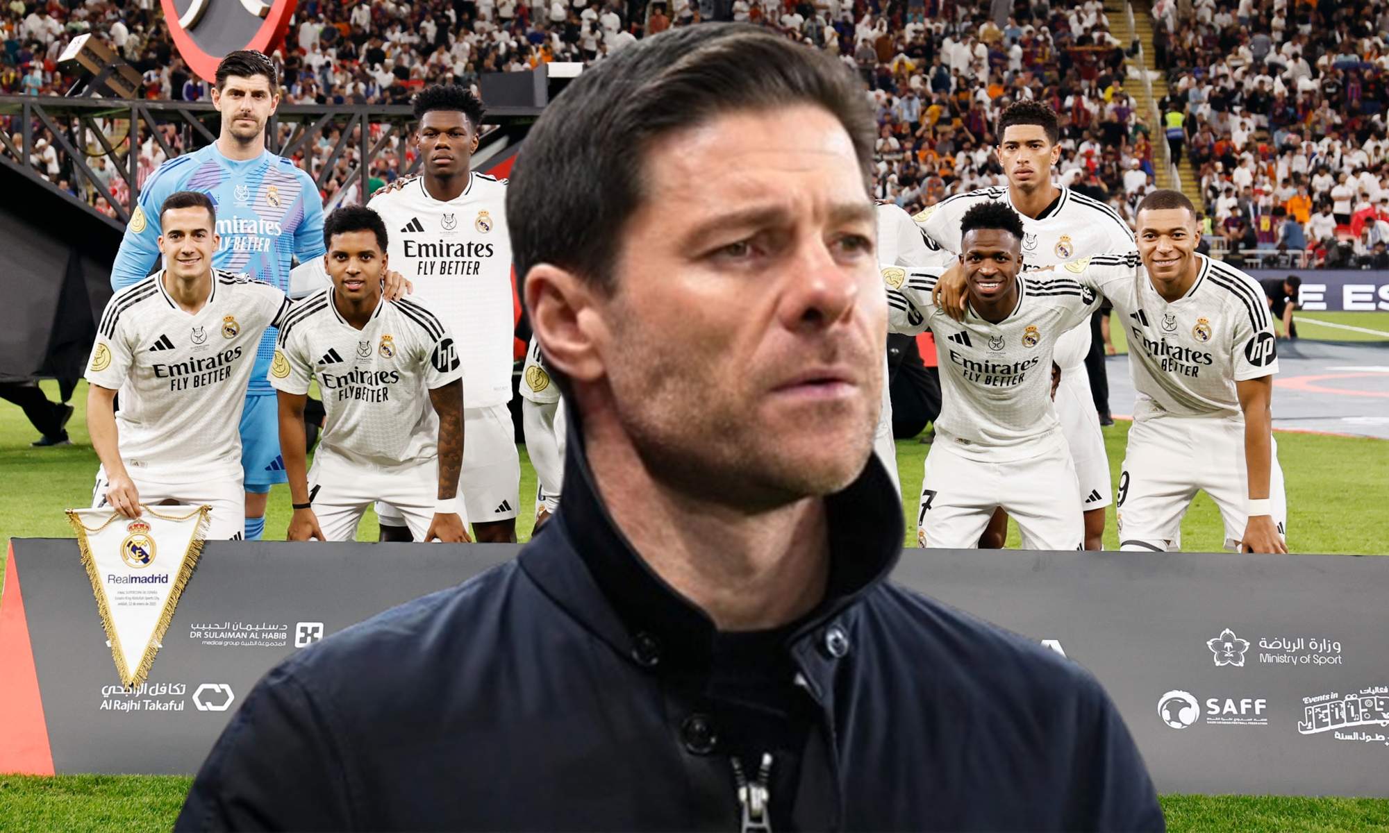 Xabi Alonso y el once del Real Madrid en la final de Copa del Rey.