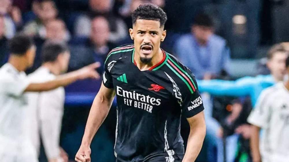William Saliba, en el Santiago Bernabéu, en el partido que jugaron el Real Madrid y el Arsenal el pasado 16 de abril. William Saliba, en el Santiago Bernabéu, en el partido que jugaron el Real Madrid y el Arsenal el pasado 16 de abril.