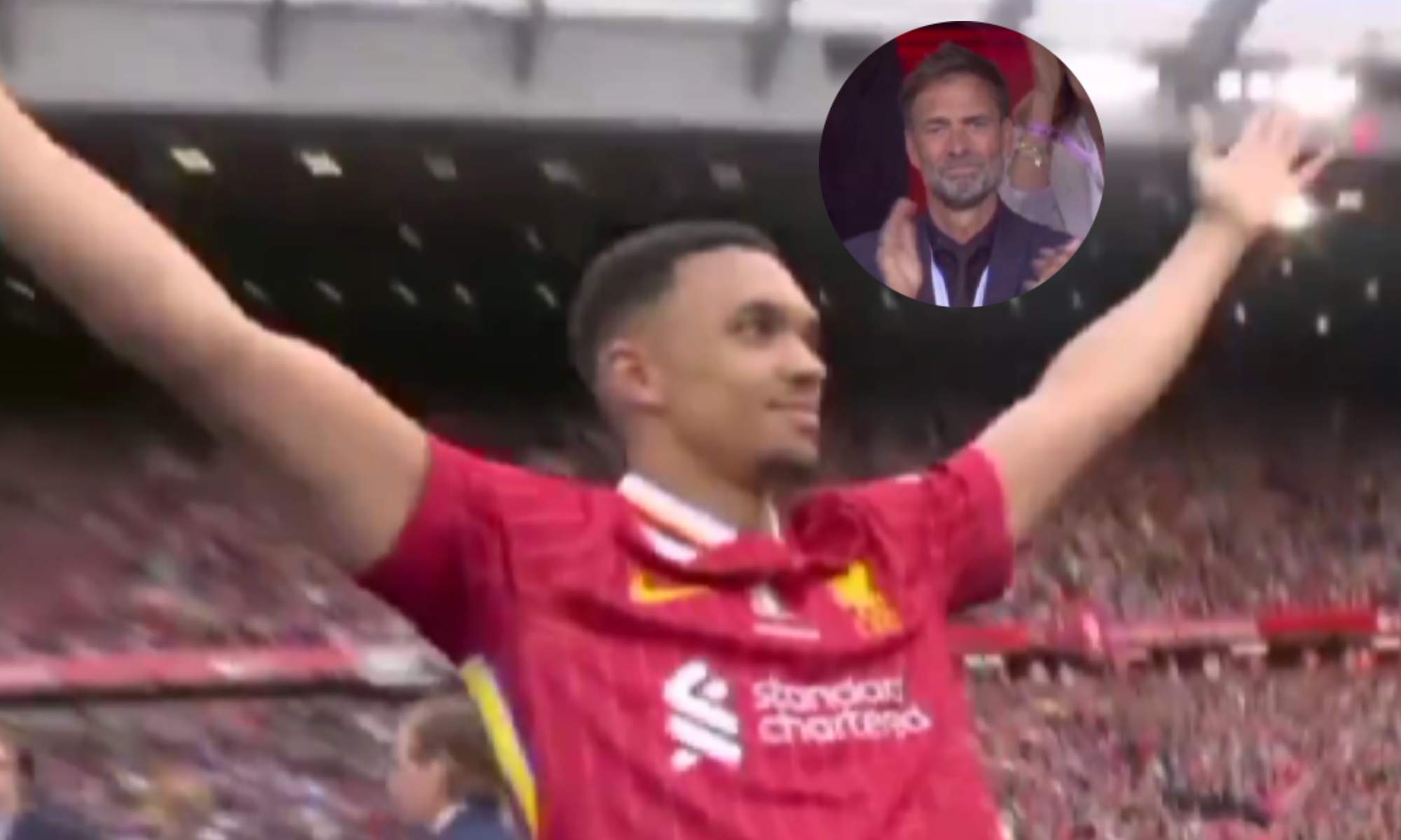 Trent Alexander-Arnold se despide del Liverpool con Jürgen Klopp emocionado en las gradas de Anfield