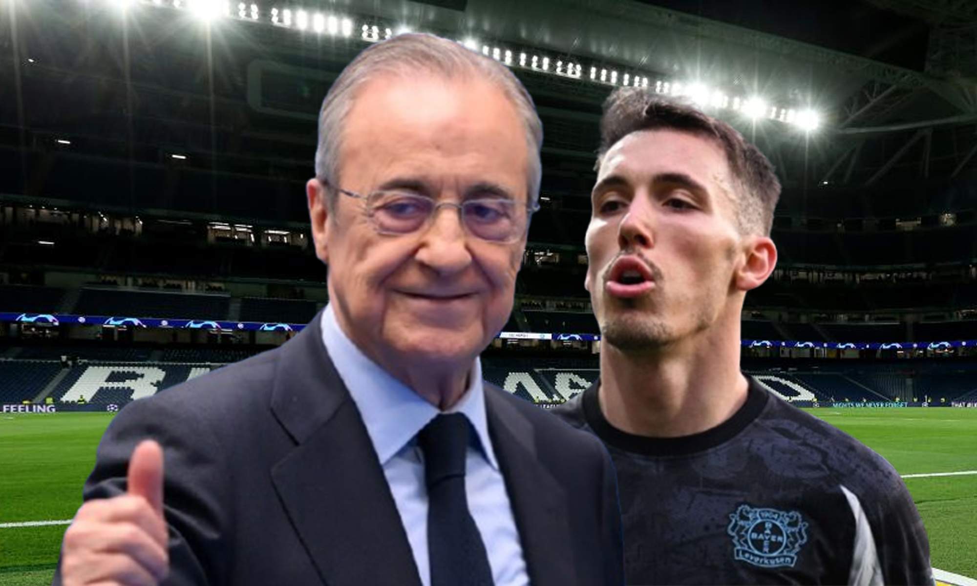 Florentino Pérez, Alejandro Grimaldo y el Santiago Bernabéu. 