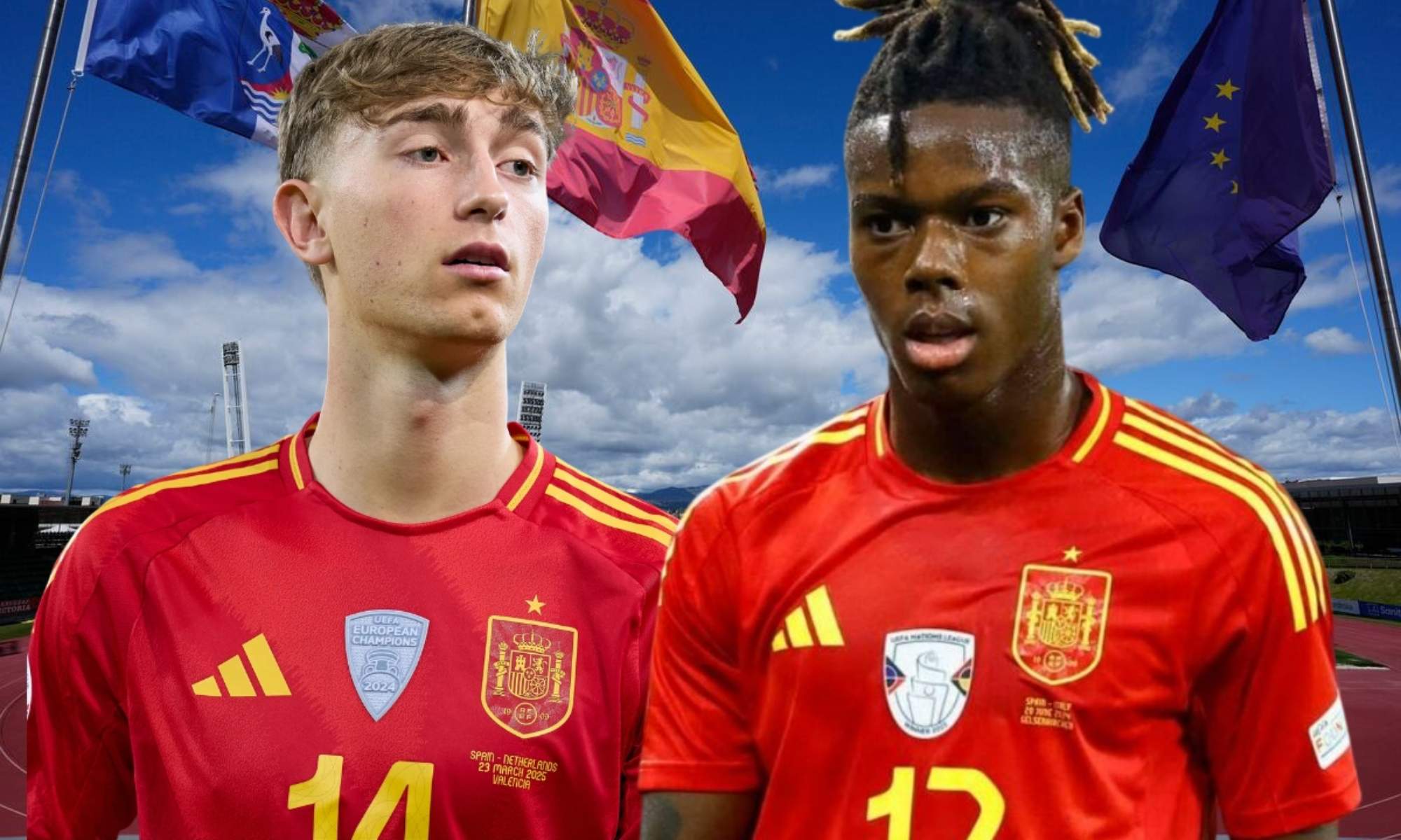 Dean Huijsen y Nico Williams, concentrados con la Selección española, serán rivales también en la próxima edición de la Liga y no han parado de hablar del fichaje del primero por el Real Madrid.
