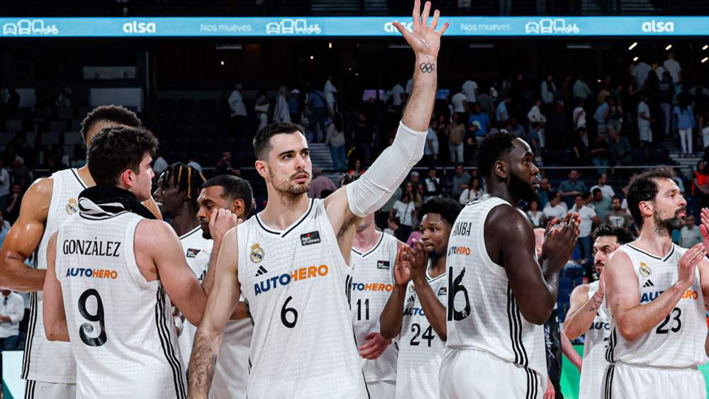 Jugadores del Real Madrid de Baloncesto durante un partido. 