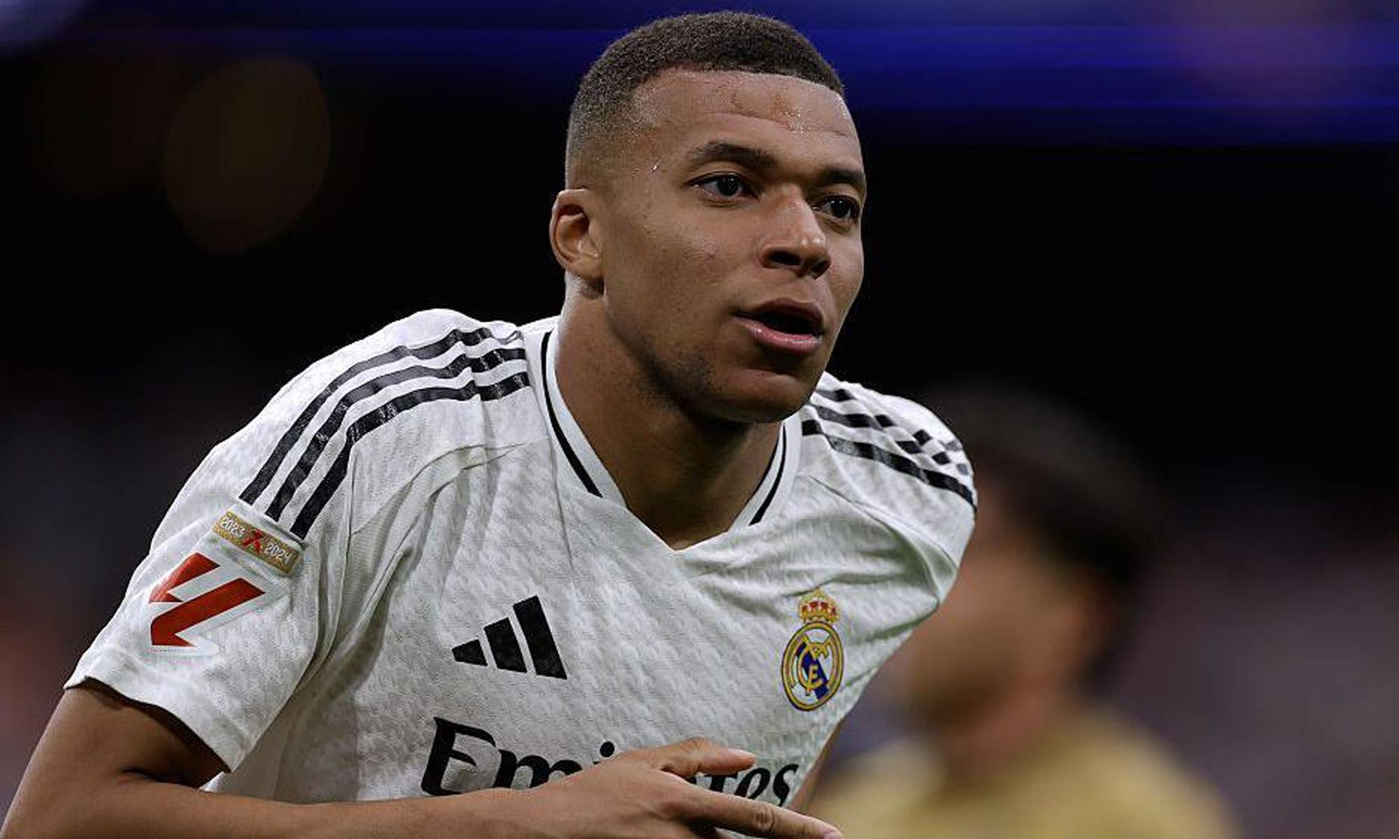 Kylian Mbappé durante un partido con el Real Madrid. 