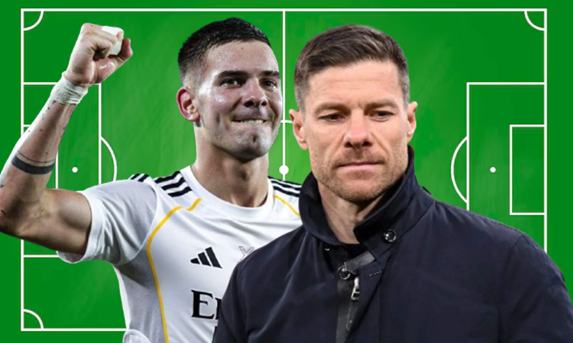 Franco Mastantuono, Xabi Alonso y una pizarra.