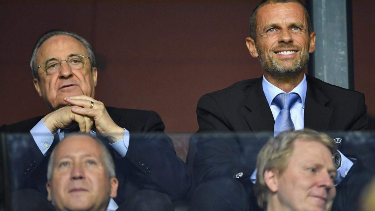 Florentino Pérez y Aleksander Ceferin, durante una reciente final de Champions del Real Madrid. Florentino Pérez y Aleksander Ceferin, durante una reciente final de Champions del Real Madrid.