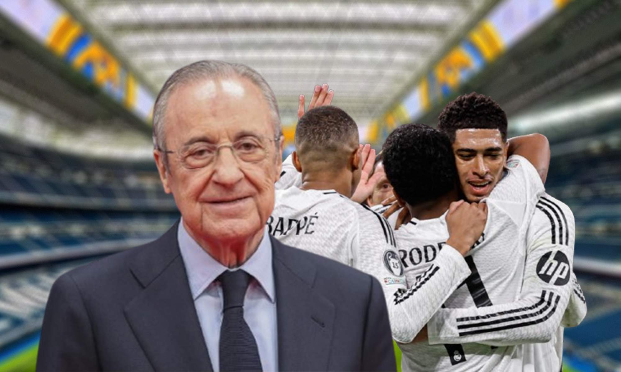 Florentino Pérez, jugadores del Real Madrid y el Santiago Bernabéu.