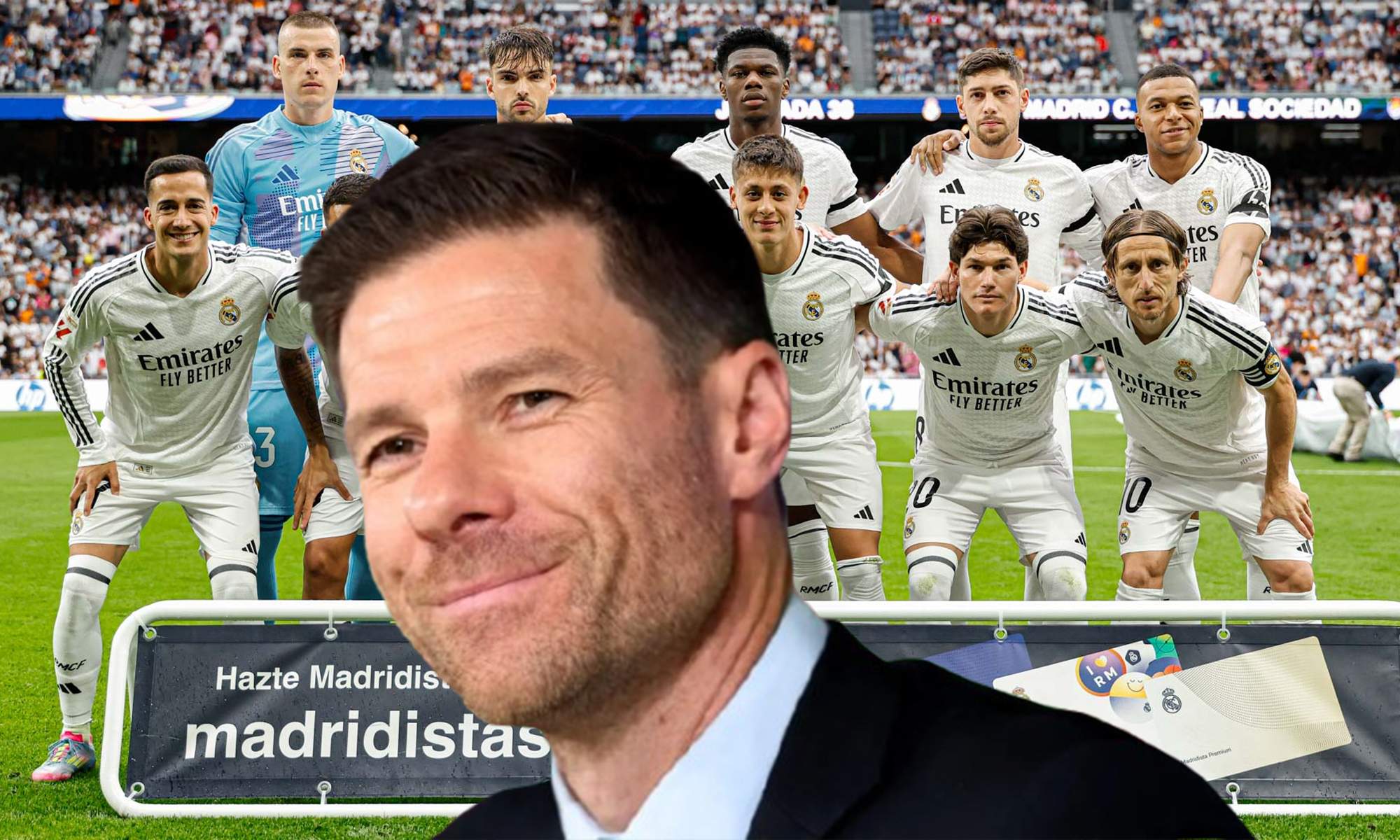 Xabi Alonso y el once de un partido del Real Madrid. 