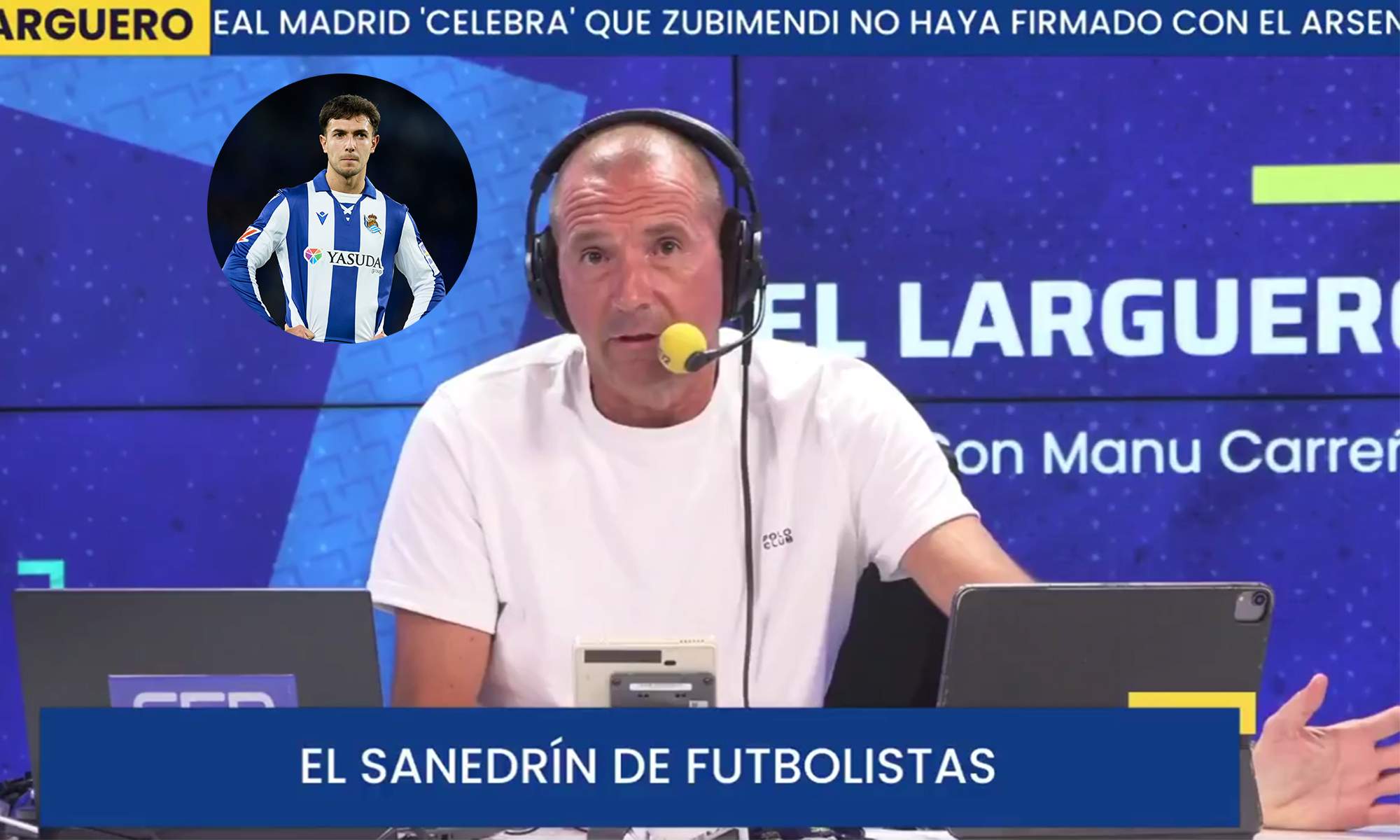 Manu Carreño y una foto de Martín Zubimendi.