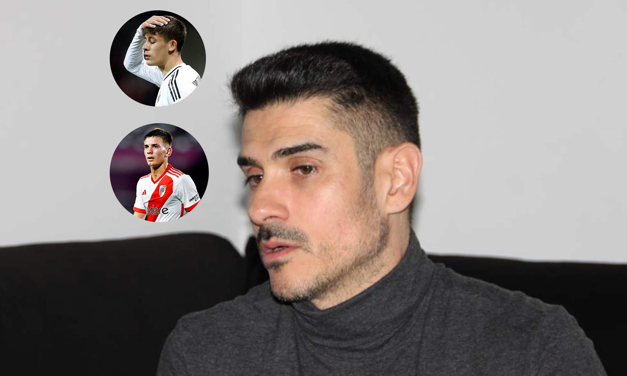 Álvaro Benito y una foto de Arda Güler y Franco Mastantuono.
