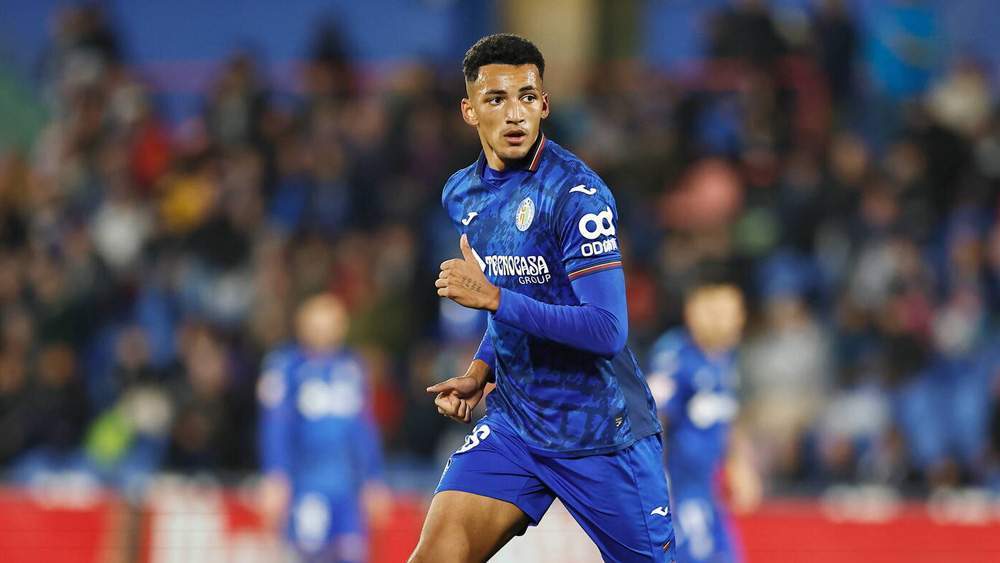Álvaro Rodríguez jugando con el Getafe esta temporada