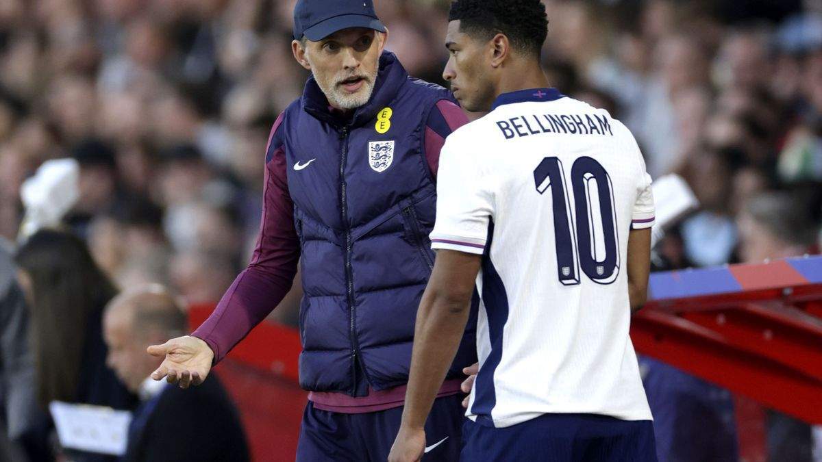 Tuchel y Bellingham en un partido de la selección inglesa