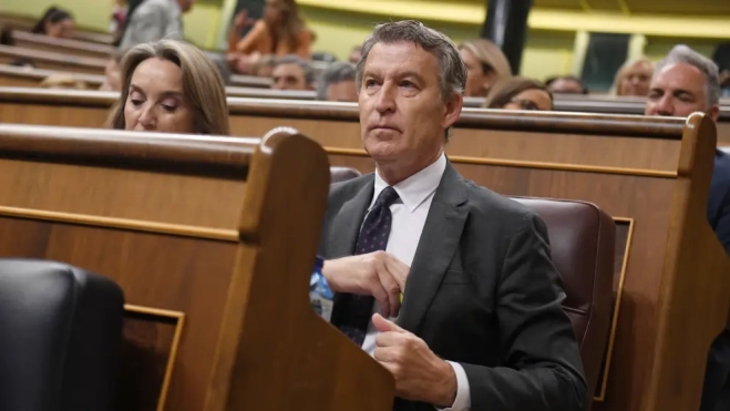 el presidente del partido popular alberto nunez feijoo durante una sesion de control al gobierno el presidente del partido popular alberto nunez feijoo durante una sesion de control al gobierno