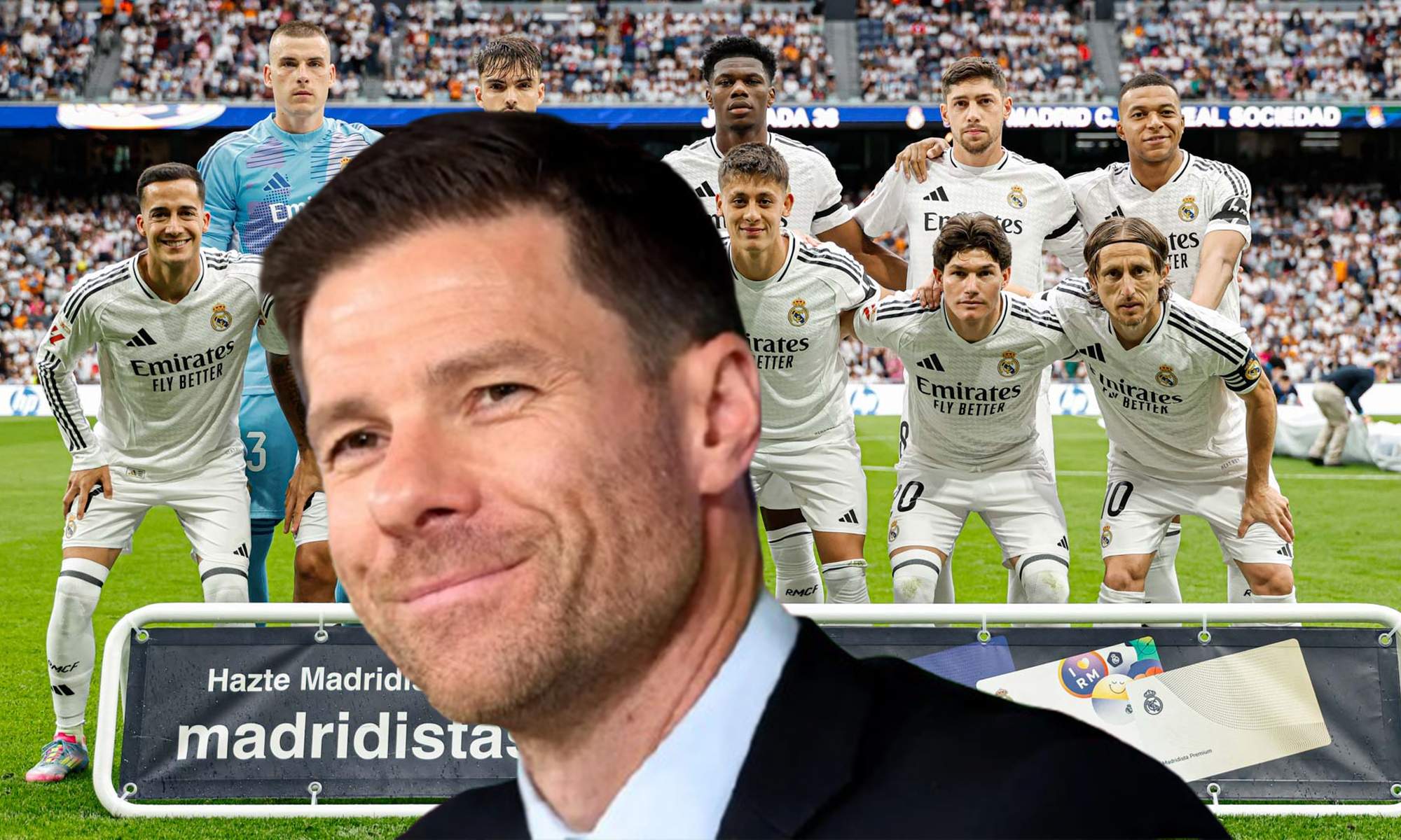 Xabi Alonso y jugadores del Real Madrid. 