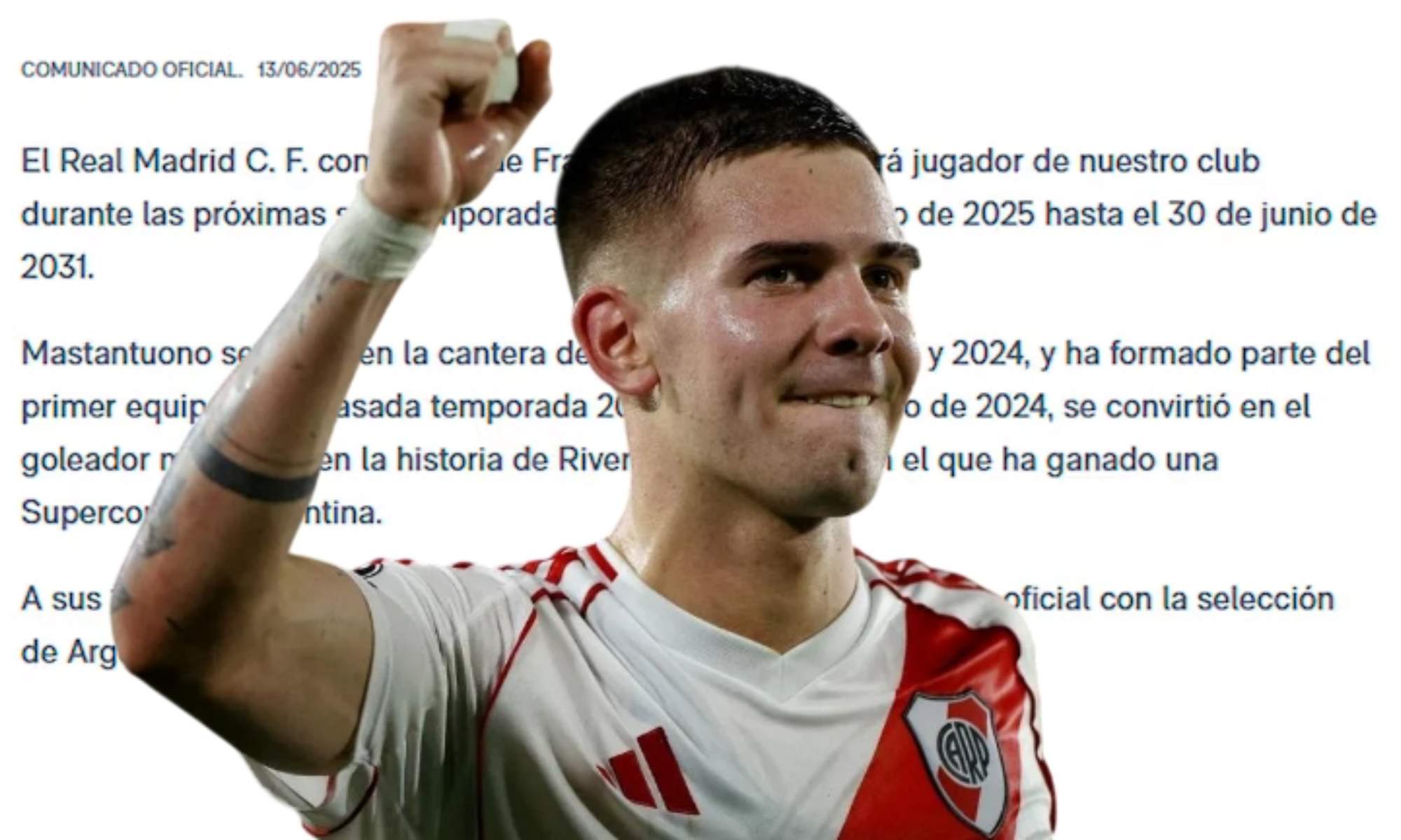 Franco Mastantuono se ha pronunciado esta tarde, al anunciarse su fichaje por el Real Madrid.