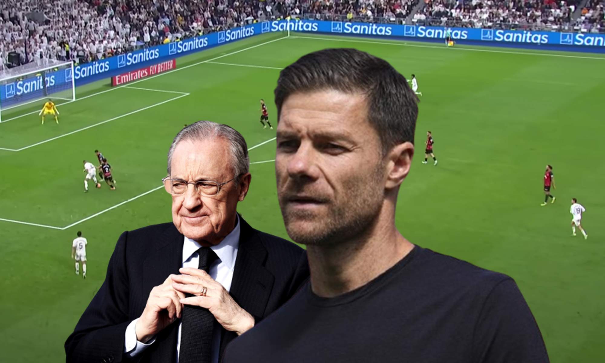 Florentino Pérez, Xabi Alonso y una captura del Real Madrid - Mallorca.