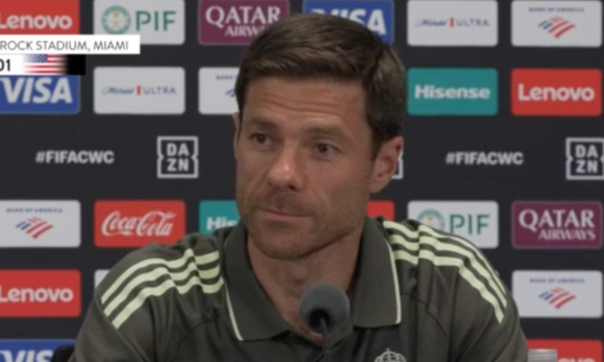 Xabi Alonso, en la rueda de prensa que ha comparecido en Florida.