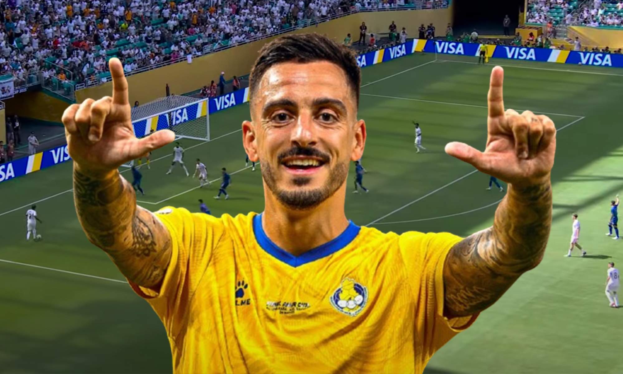 Joselu Mato y una captura del Real Madrid - Al Hilal.