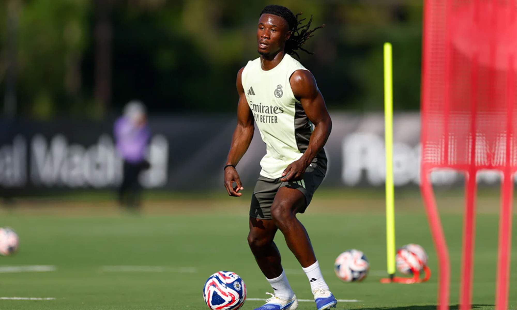 Eduardo Camavinga durante un entrenamiento del Real Madrid en Miami.