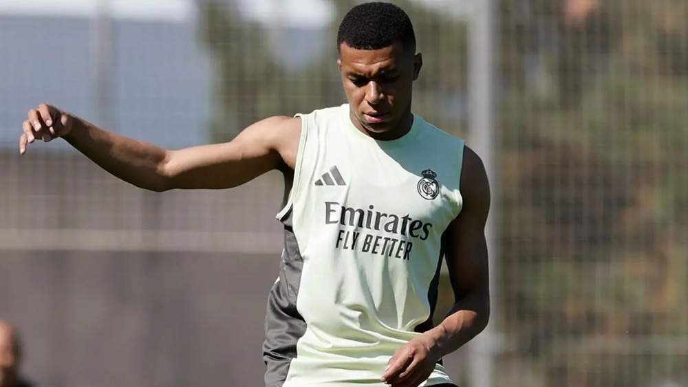 Mbappé entrenando con el Real Madrid