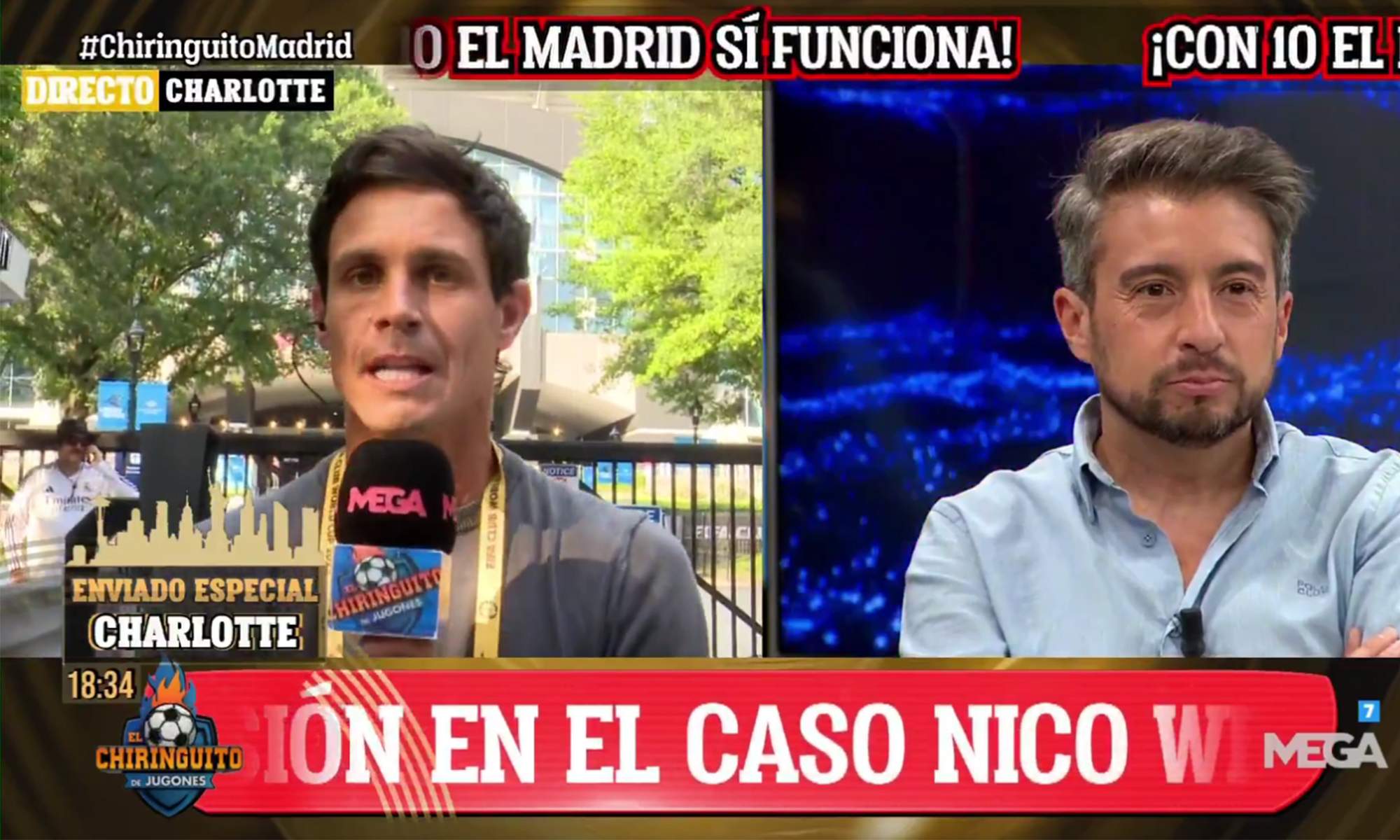 Edu Aguirre dando una noticia en El Chiringuito.