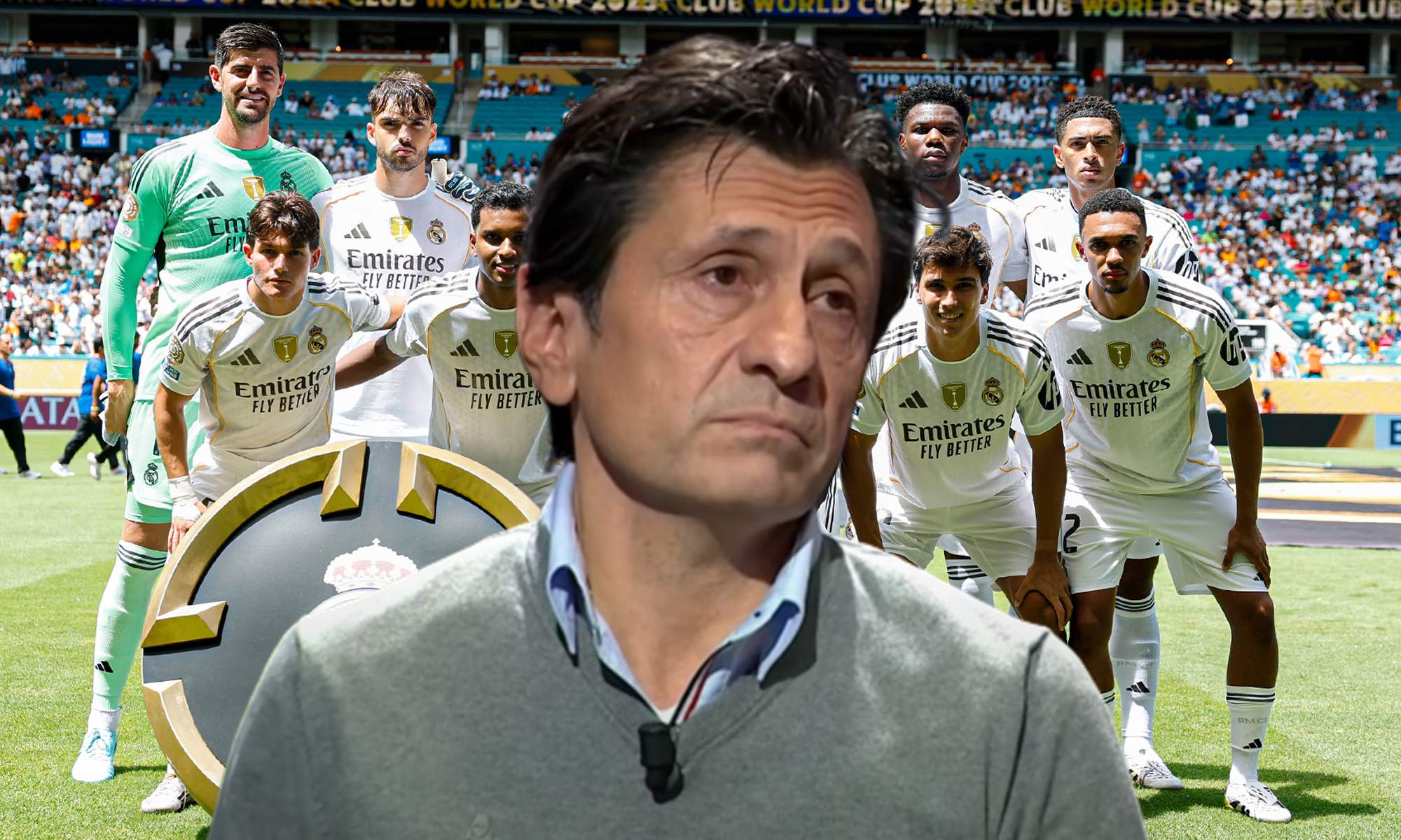 José Félix Díaz y un once del Real Madrid en el Mundial de Clubes. 
