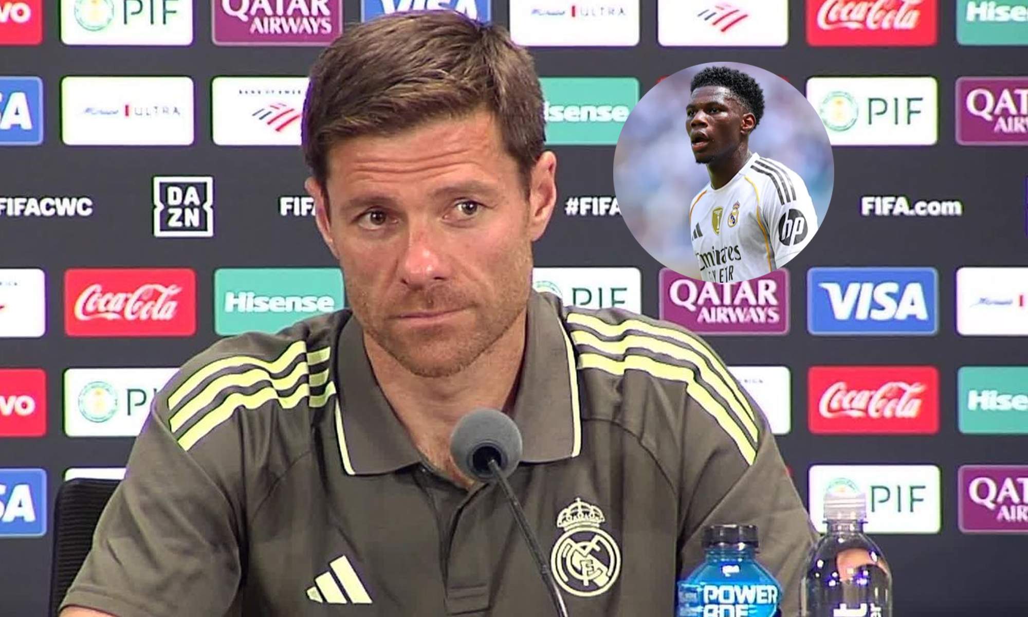 Xabi Alonso y una rueda de prensa de Aurélien Tchouaméni en rueda de prensa. 