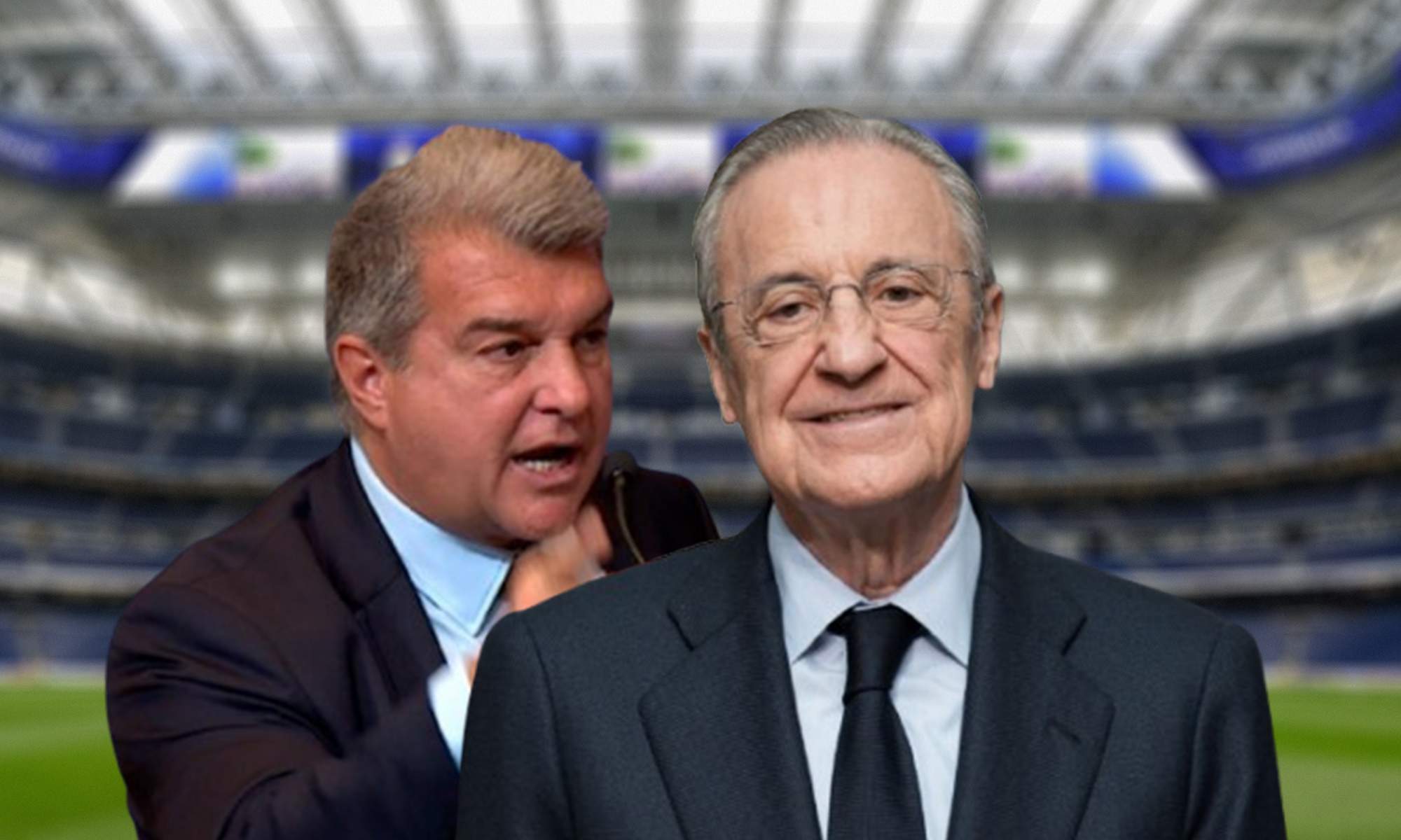 Joan Laporta, Florentino Pérez y el Santiago Bernabéu. 
