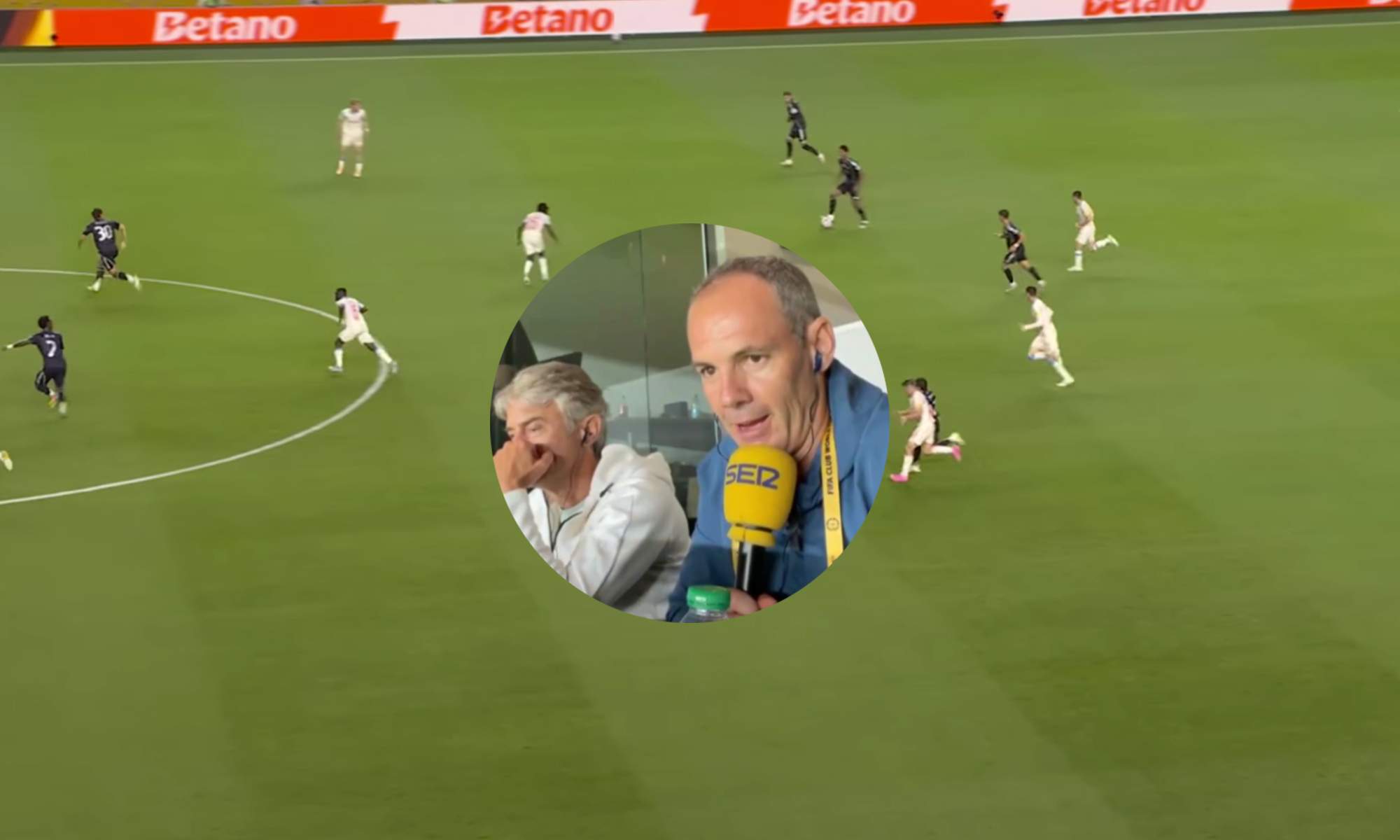 Un comentarista de La SER y una captura del Salzburgo 0-3 Real Madrid.