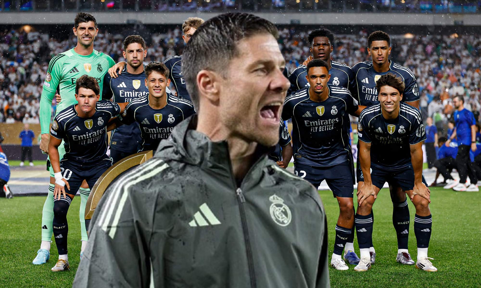 Xabi Alonso y el once del Real Madrid contra el Salzburgo.