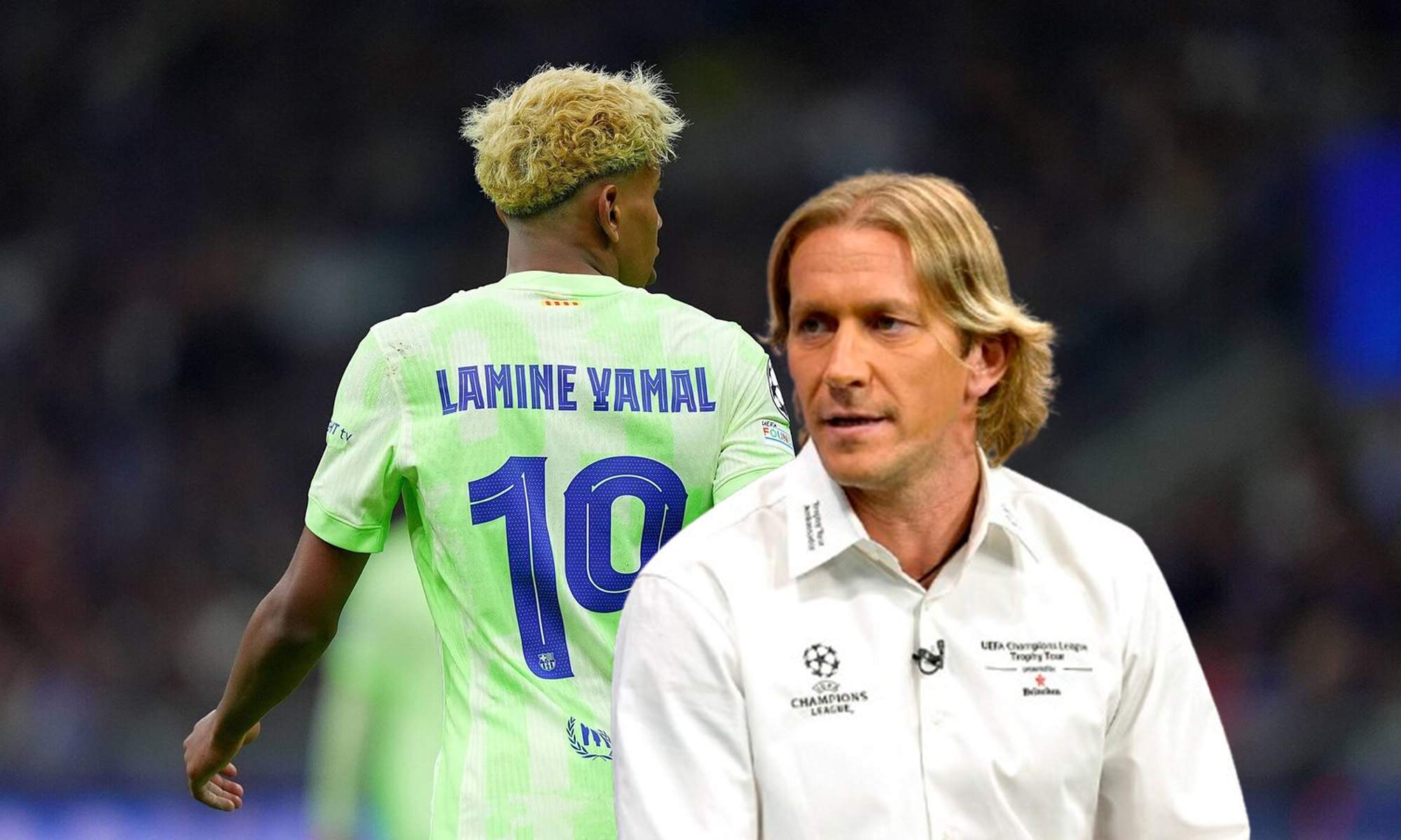 Lamine Yamal y Míchel Salgado