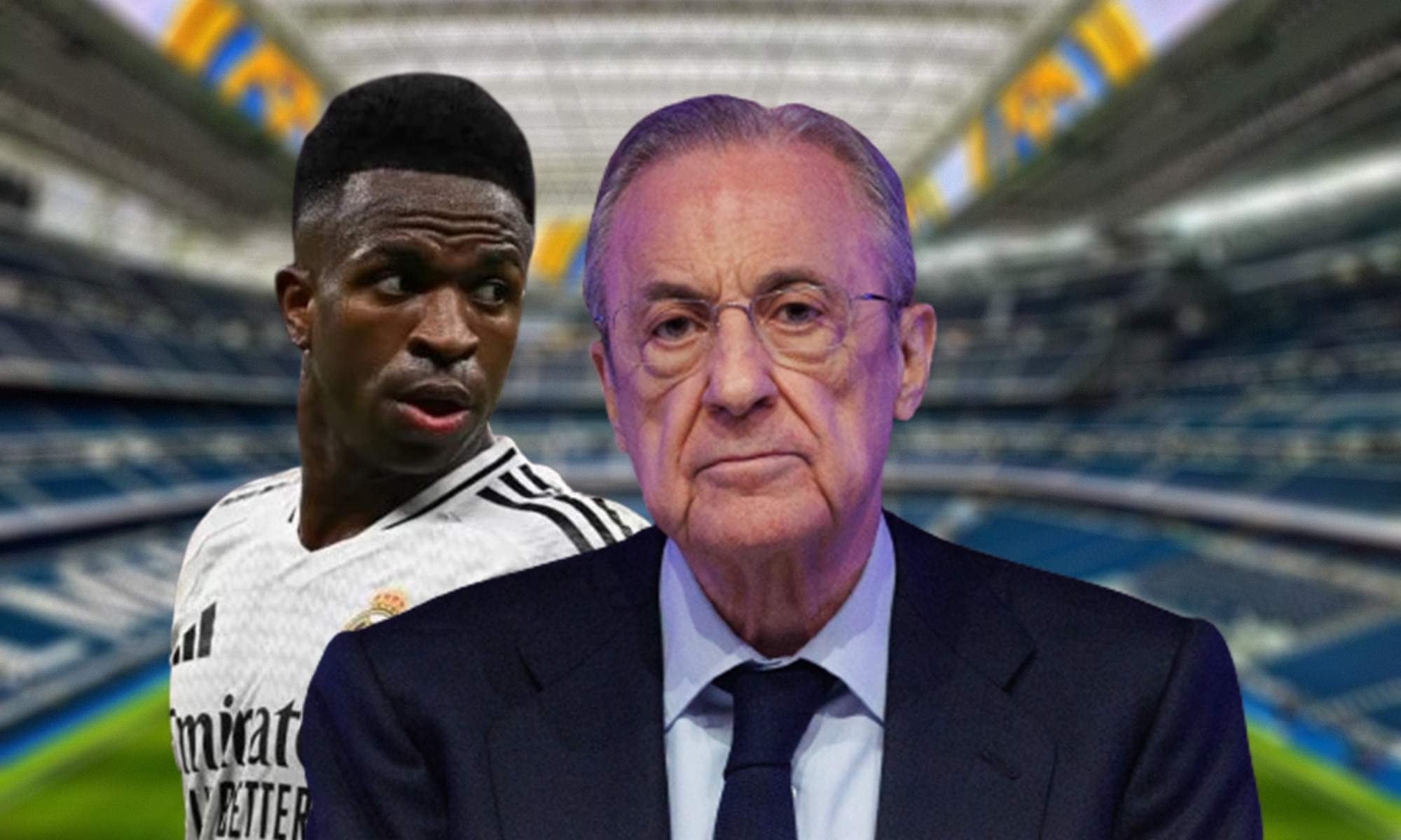 Vinícius Júnior, Florentino Pérez y el Santiago Bernabéu.