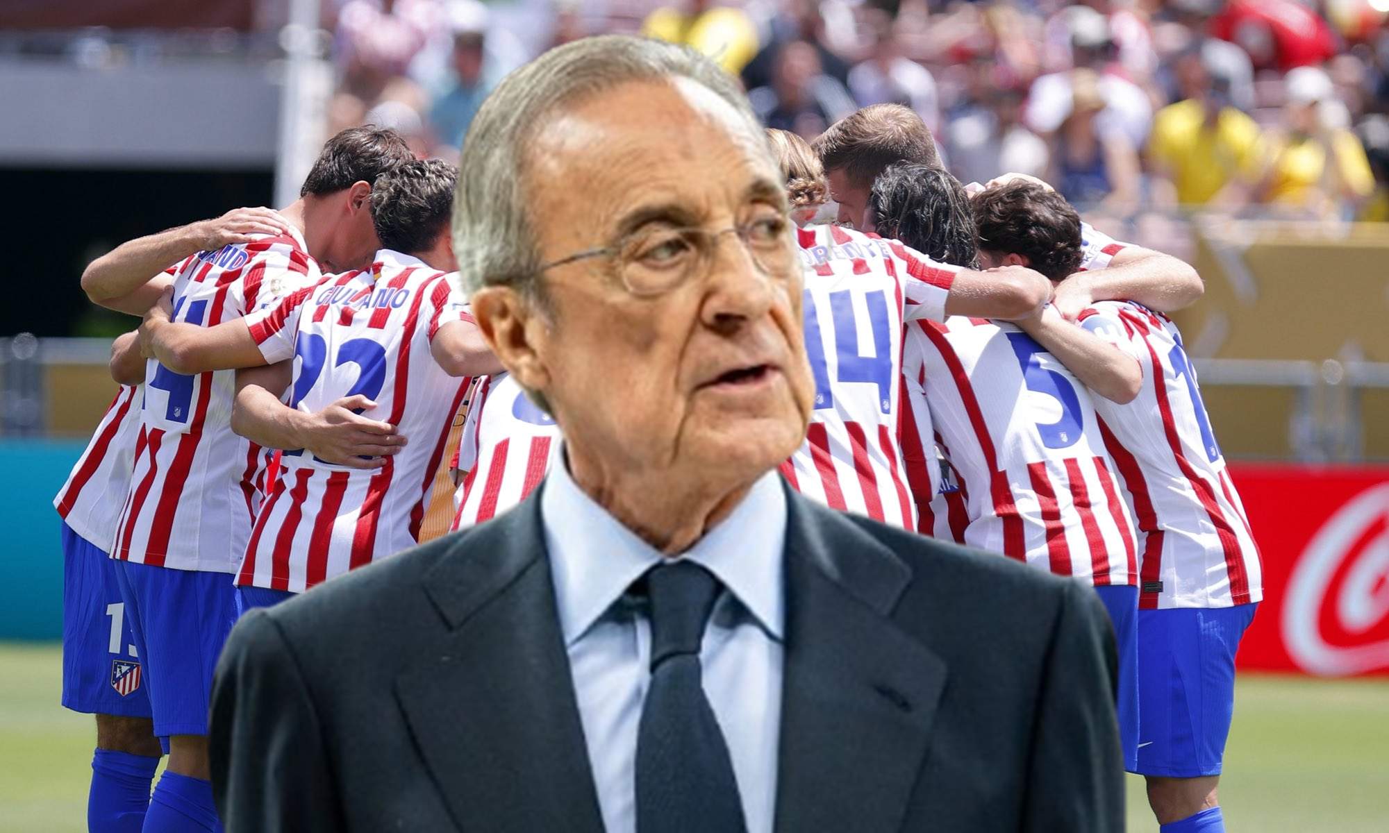 Florentino Pérez y los jugadores del Atlético de Madrid en el Mundial de Clubes. 