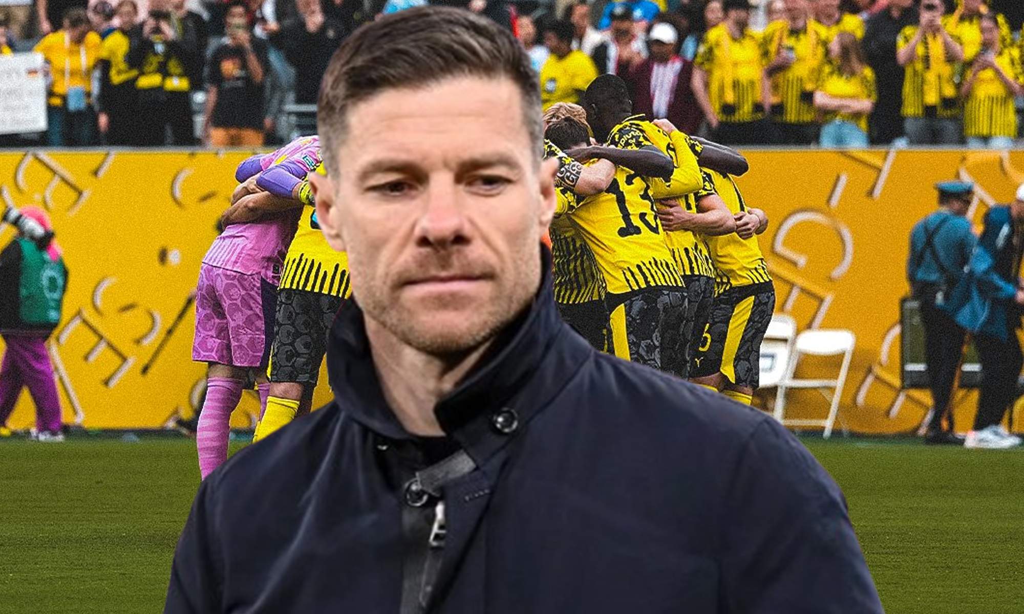 Xabi Alonso y jugadores del Borussia Dortmund.