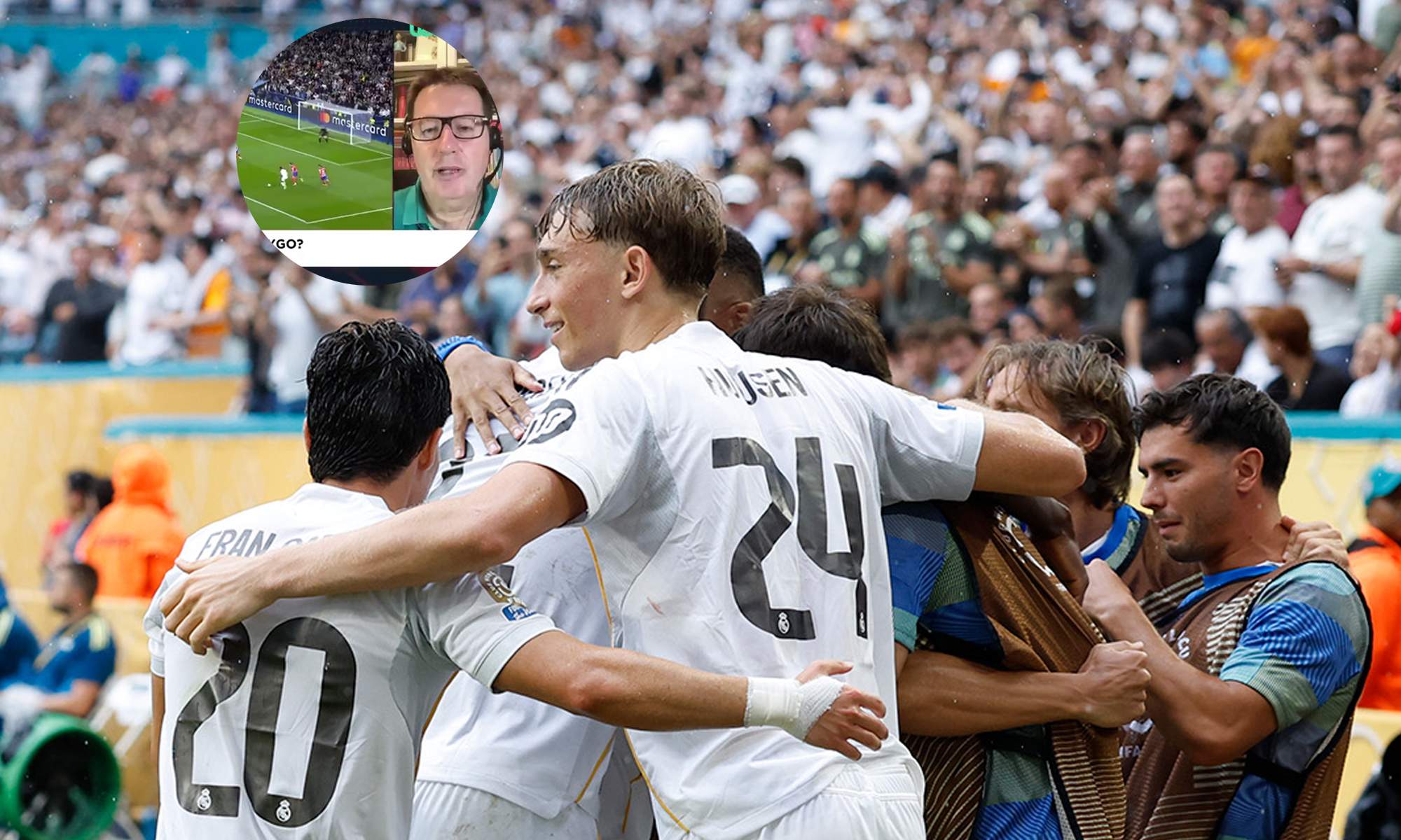 Jugadores del Real Madrid celebrando un gol y una foto de Carlos Carpio en Directo Gol.