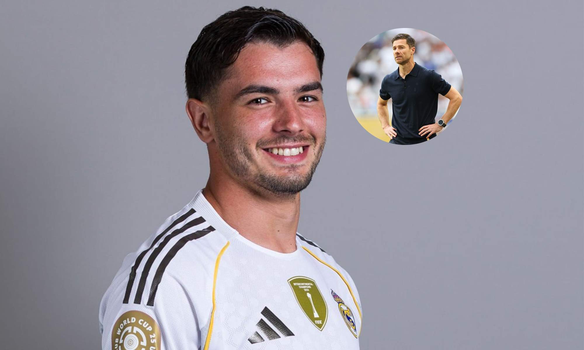 Brahim Díaz y una foto de Xabi Alonso en un partido del Real Madrid.