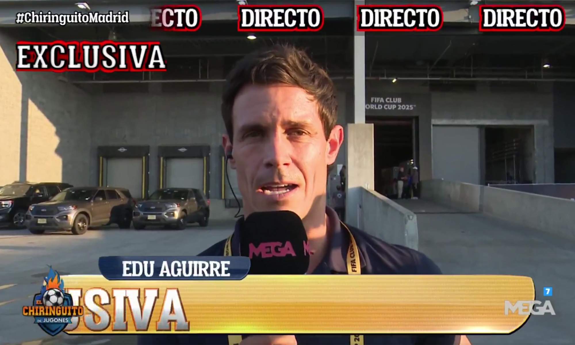 Edu Aguirre dando una noticia en El Chiringuito.