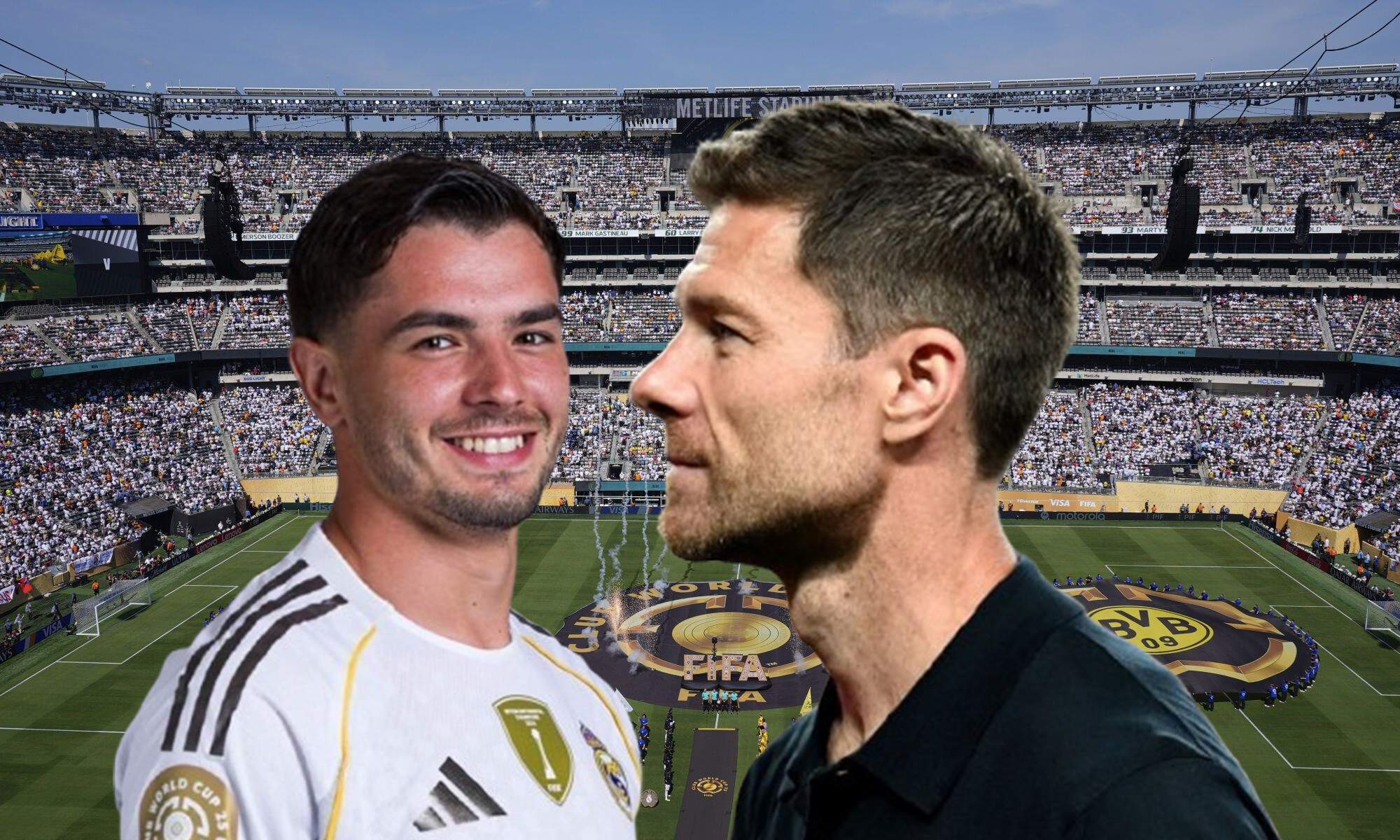 Brahim Díaz, Xabi Alonso y una captura del Real Madrid - Borussia Dortmund.