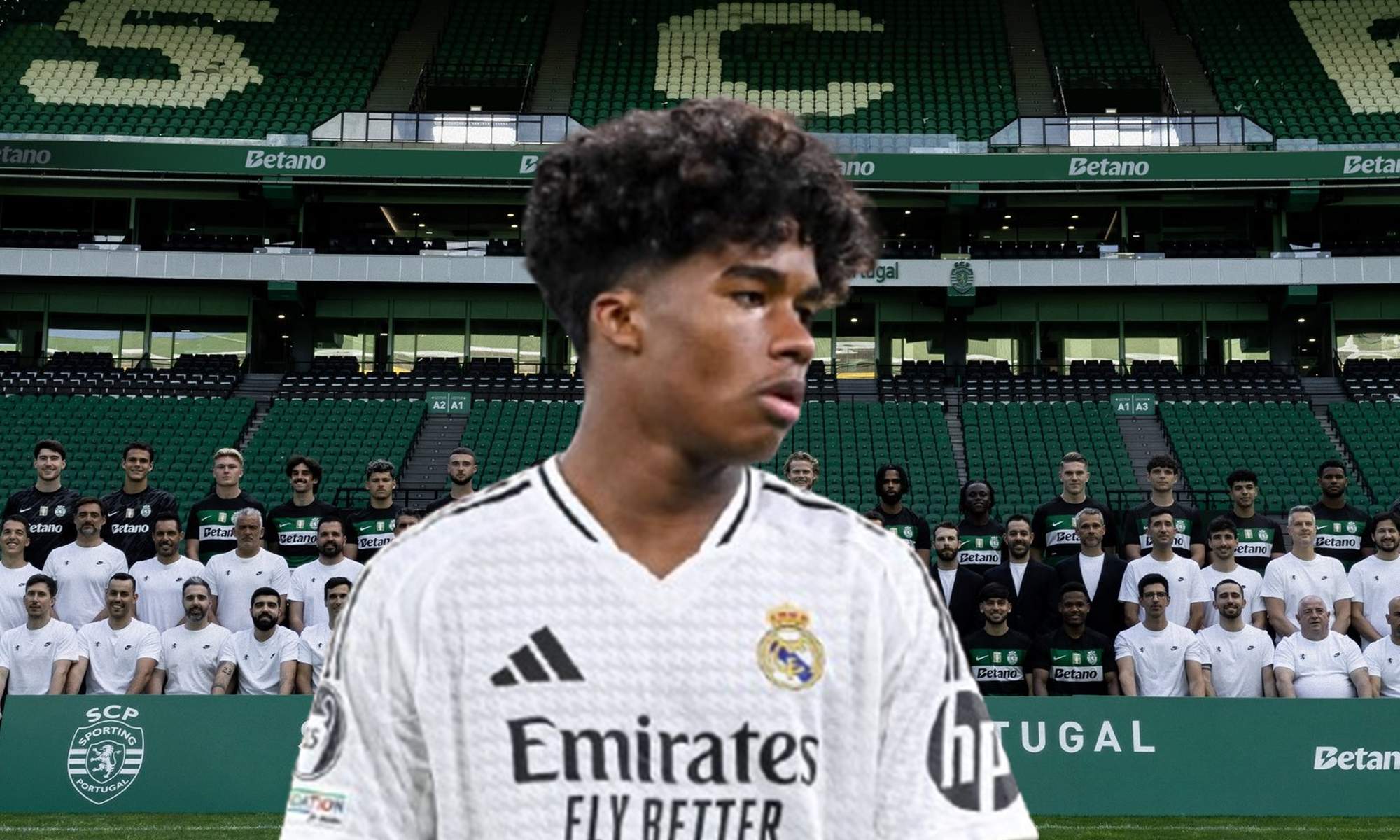 Endrick y jugadores del Sporting de Lisboa.