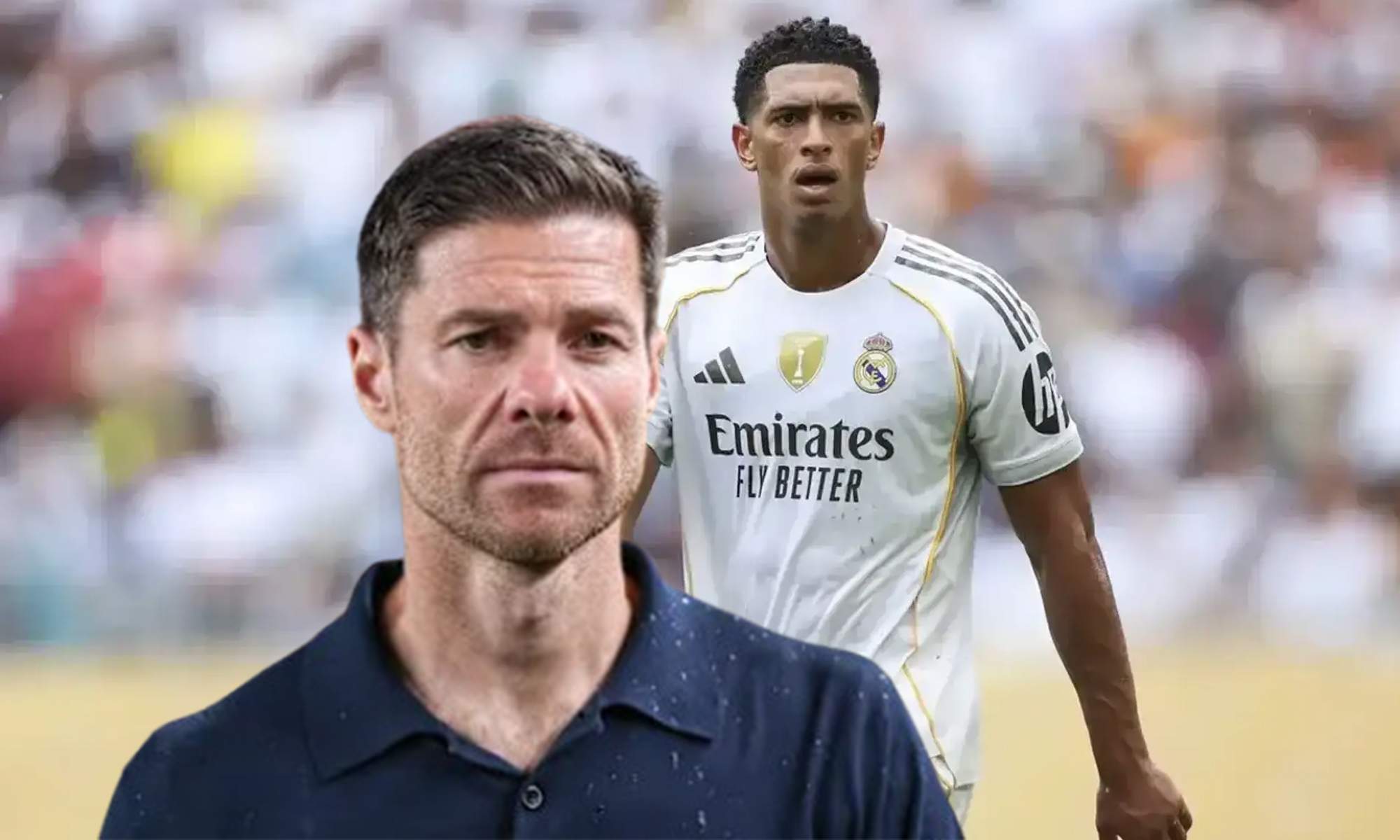 Xabi Alonso y Jude Bellingham jugando un partido con el Real Madrid.