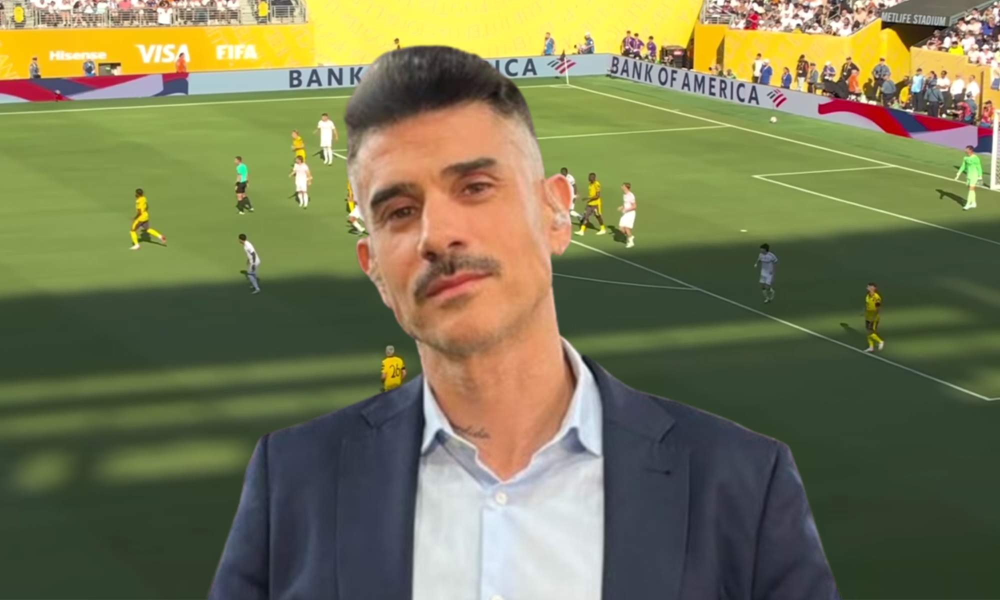 Álvaro Benito y una captura del Real Madrid - Borussia Dortmund. 