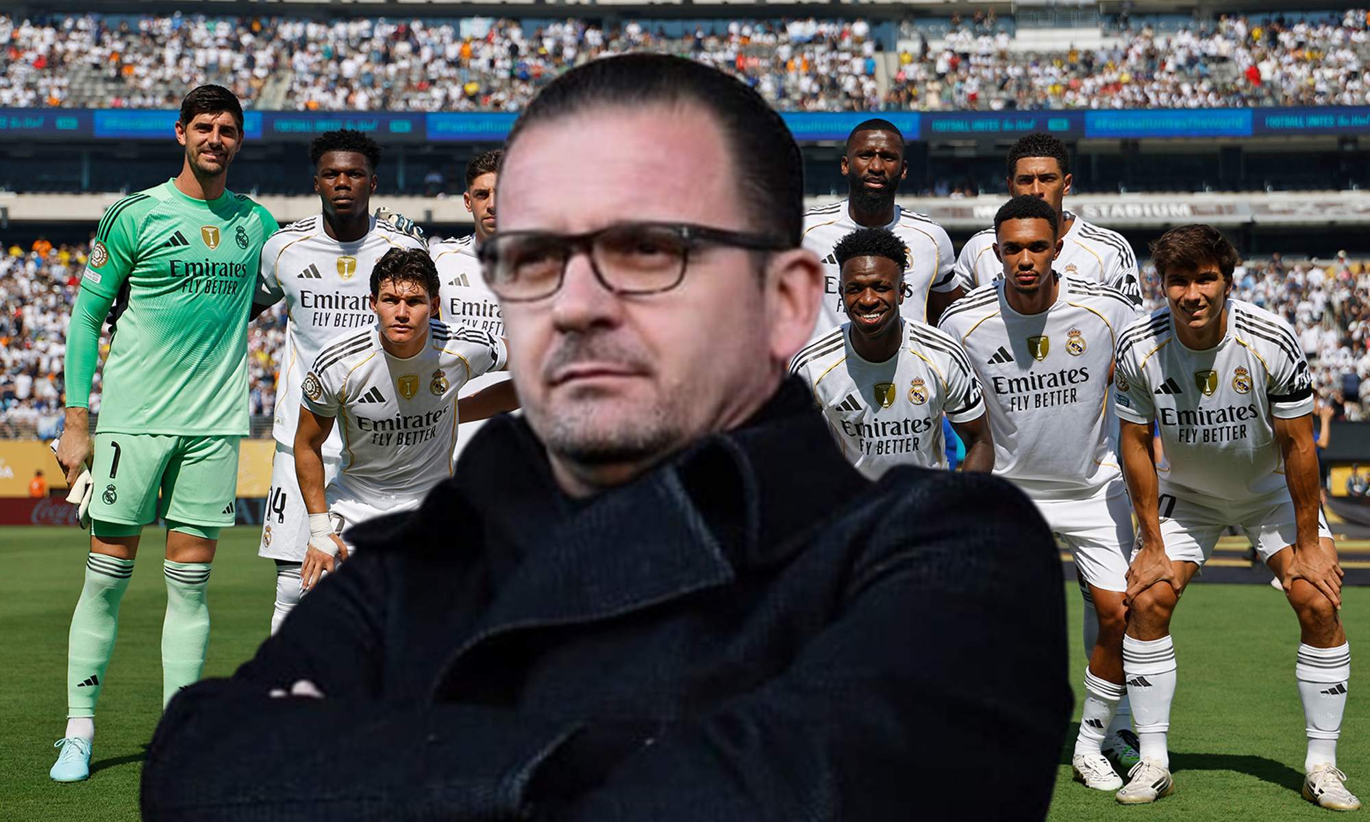 Pedja Mijatovic y el once del Real Madrid contra el Borussia Dortmund.