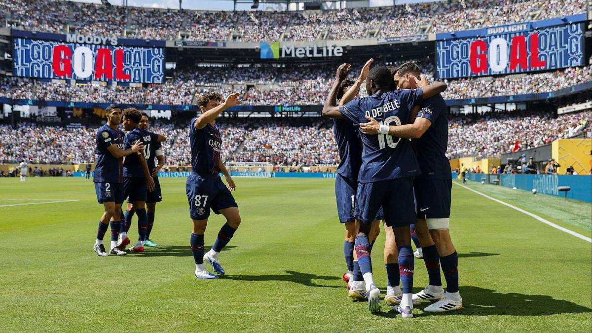 Jugadores del PSG celebrando uno de los goles