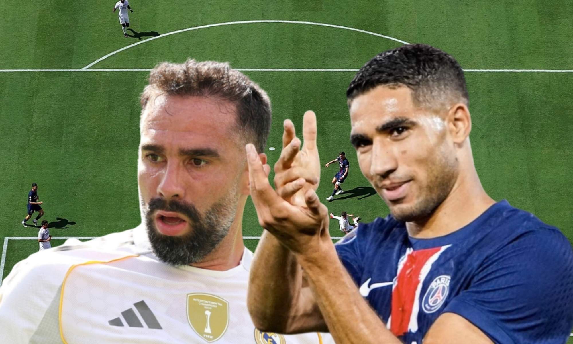 Dani Carvajal y Achraf Hakimi charlaron después del partido en el que el PSG goleó al Real Madrid.