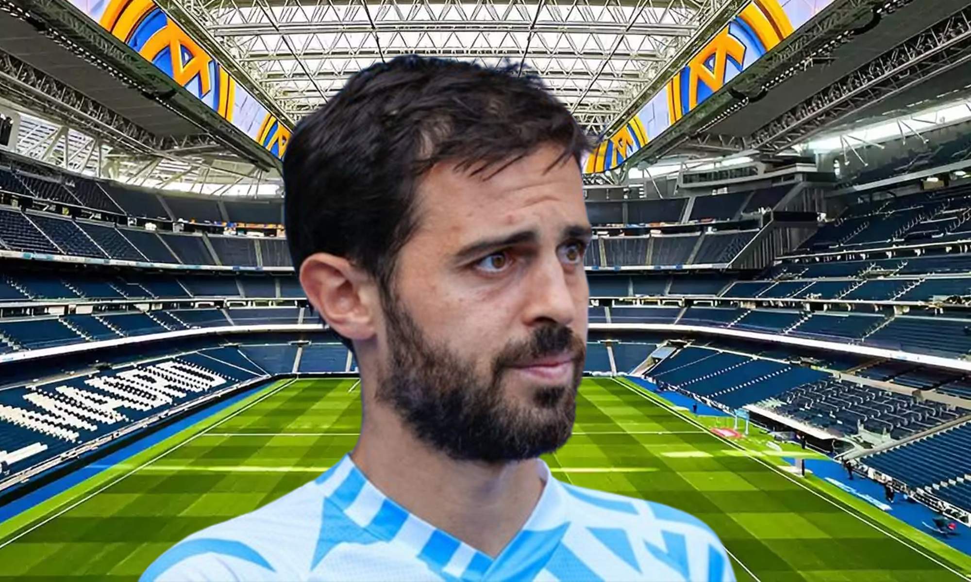 Bernardo Silva y el Santiago Bernabéu. 