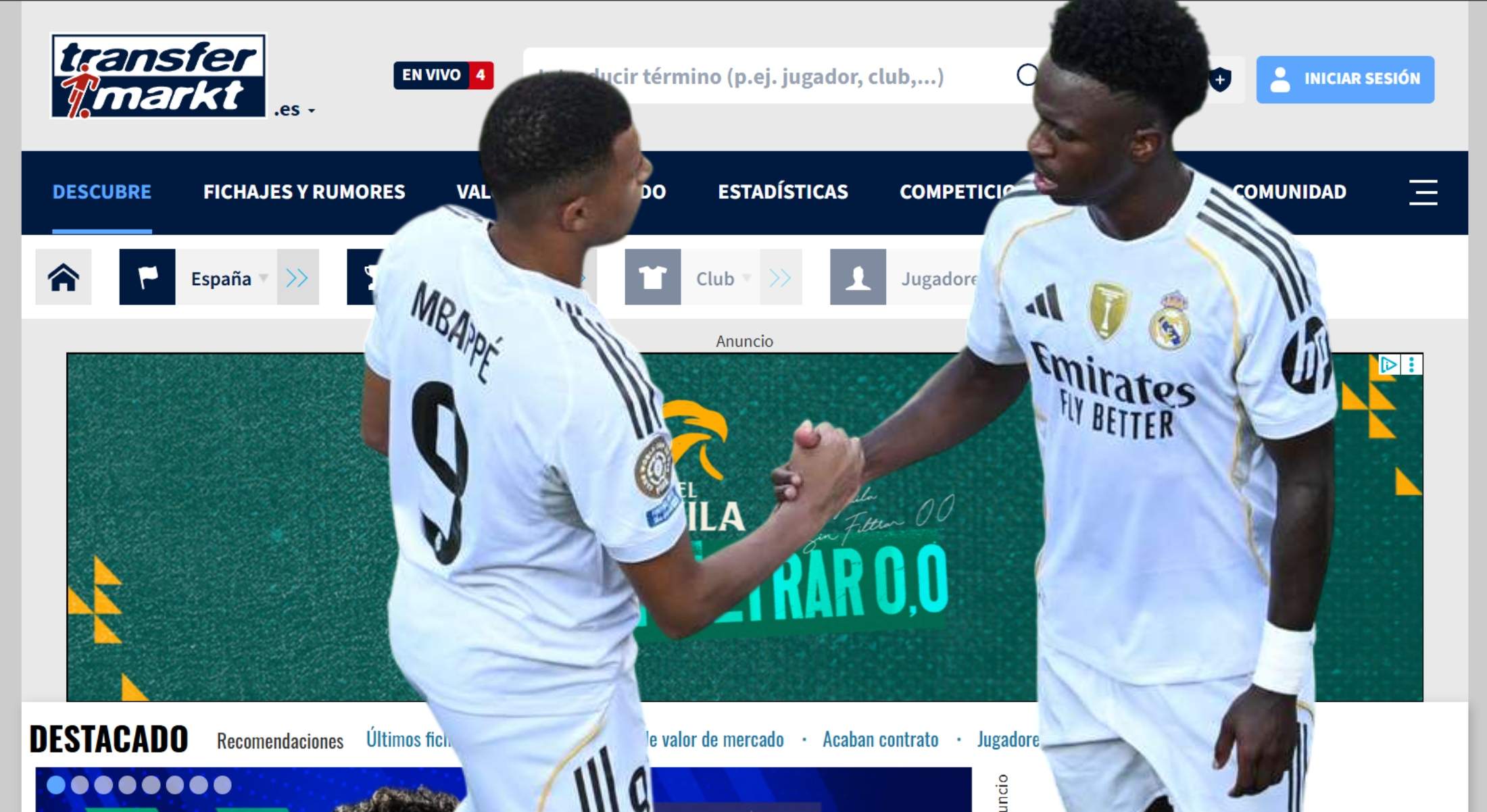 Mbappé y Vinicius fuera del TOP en Transfermarkt